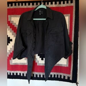 Zara Oversized Cropped Button Down